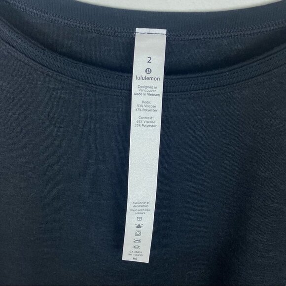 Lululemon Black Sweetest Day Top Burnout Long Sleeves Size 2 TShirt Layering Tee - Picture 4 of 10